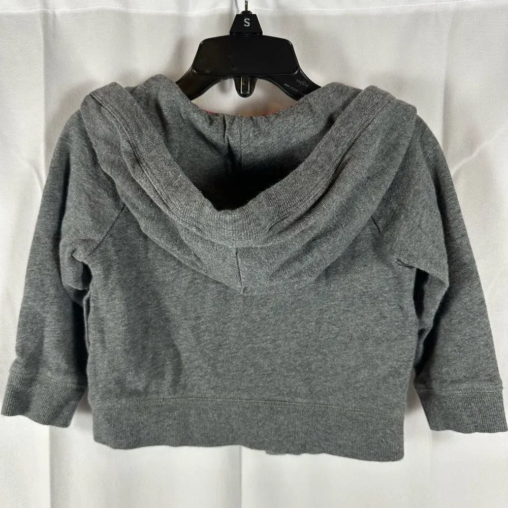 Baby Gap Gray & Silver RED Zip Up Hooded Sweatshirt Jacket Fleece 18-24 Months